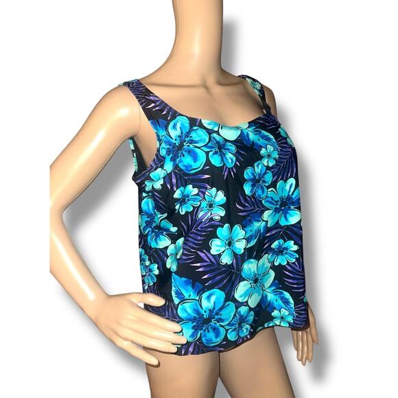 Blair Blue Floral Tankini Swim Top Size 14 - Picture 2 of 5
